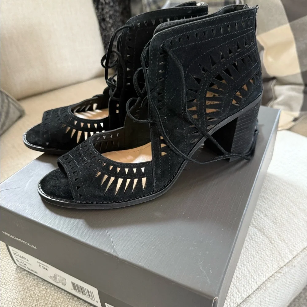 Vince Camuto Black Lace-Up Heels - Picture 2 of 4